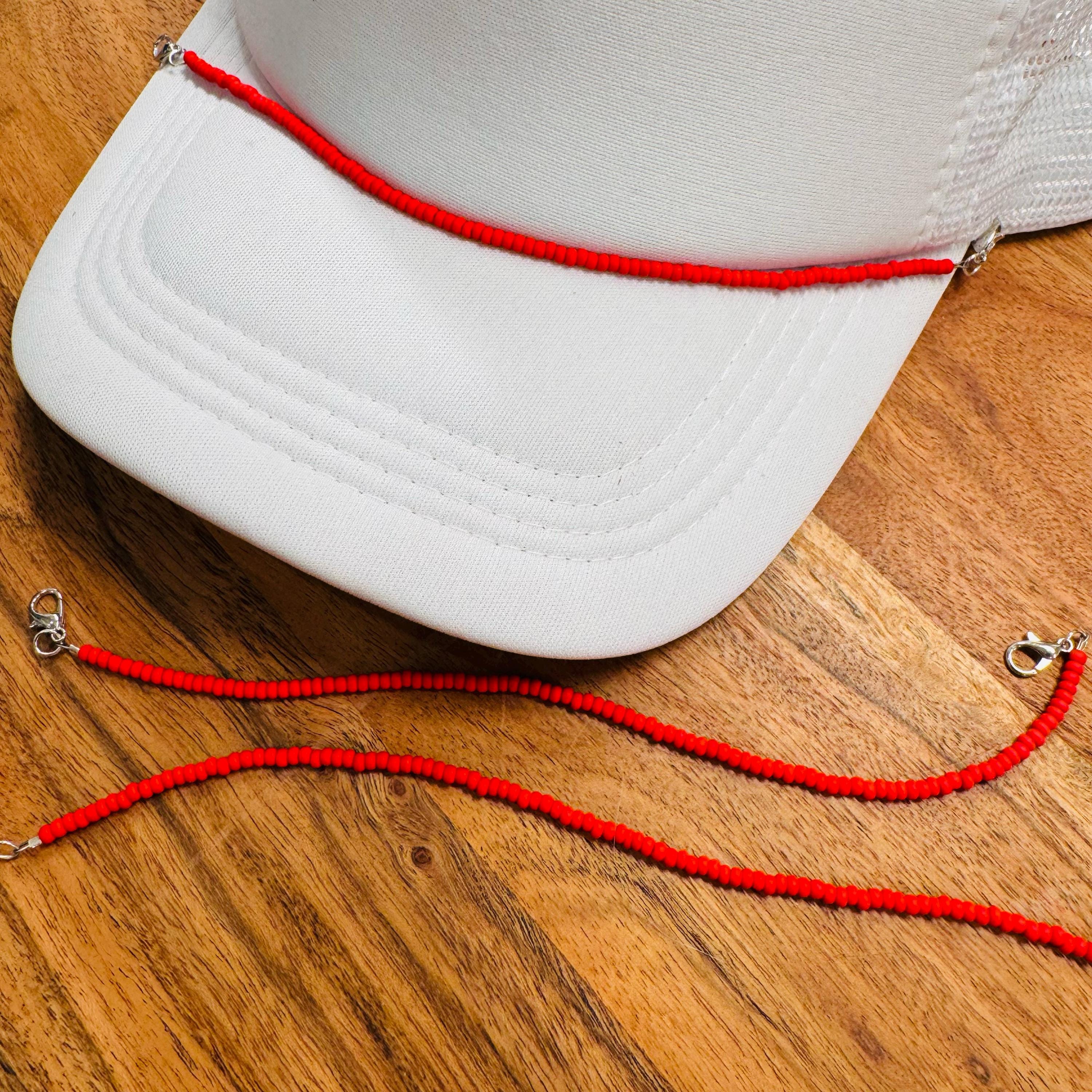 Red Seed Bead Trucker Hat Chain Red Hat Chain Western Trucker Hat Chain Decorate Your Own Trucker Hat Baseball Hat
