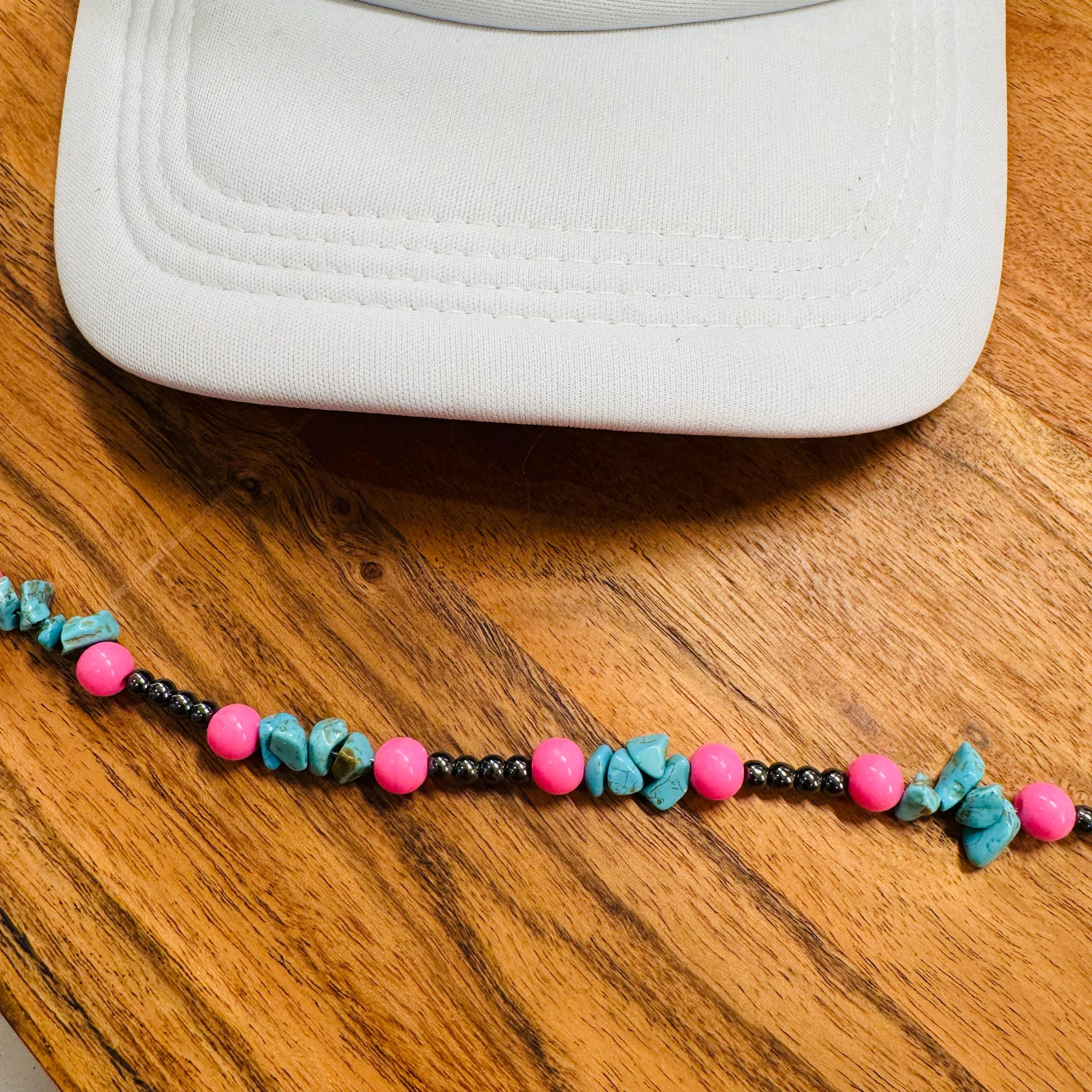 Turquoise Pink & Black Pearl Trucker Hat Chain Western Trucker Hat Chain Decorate Your Own Trucker Hat Baseball Hat