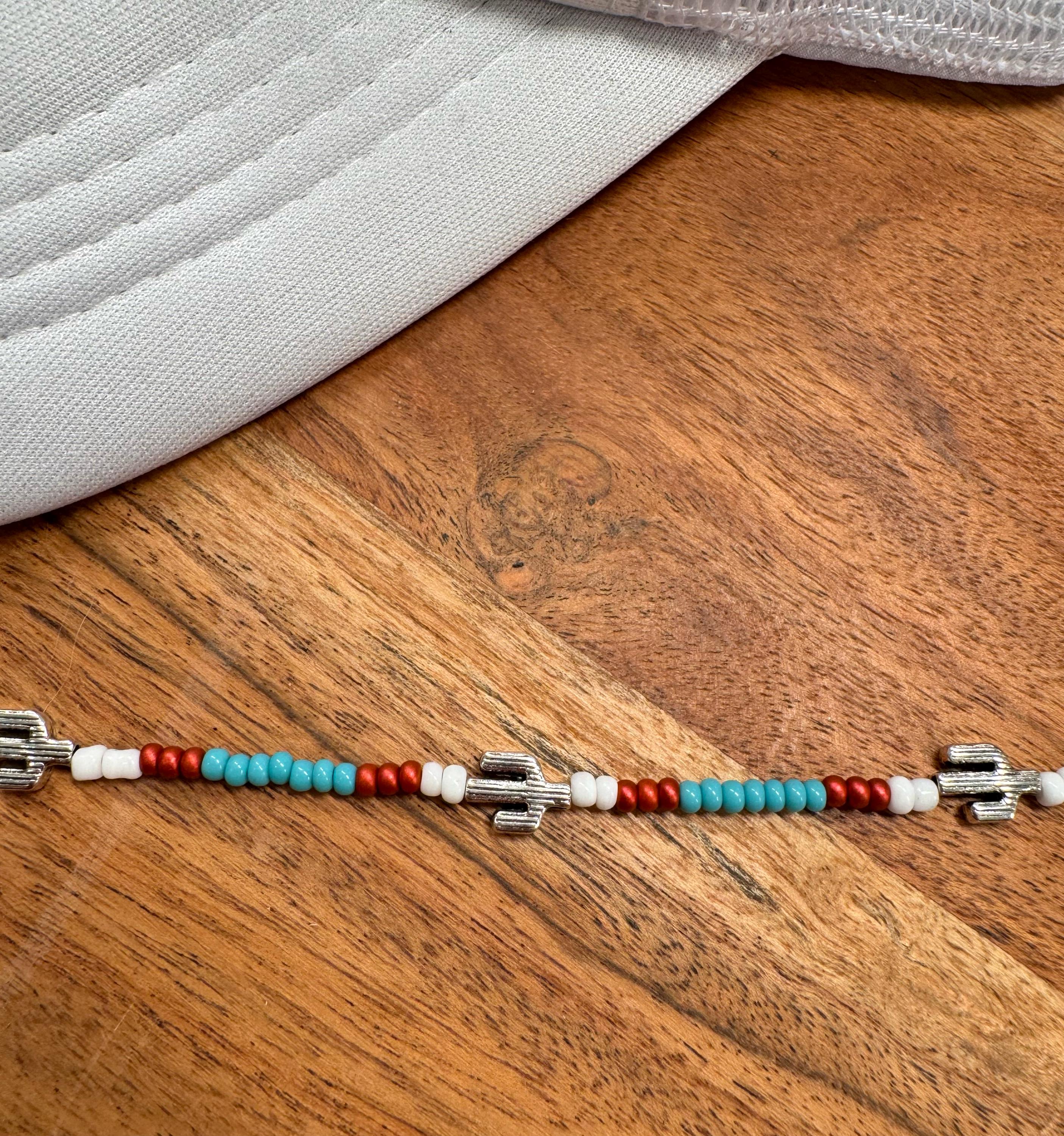 Turquoise Red and White with Cactus Trucker Hat Chain Western Trucker Hat Chain Decorate Your Own Trucker Hat Baseball Hat Cap Chain
