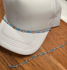 Coral & Turquoise with Silver Stars Seed Bead Trucker Hat Chain Pink Hat Chain Western Trucker Hat Chain Decorate Your Own Trucker Hat