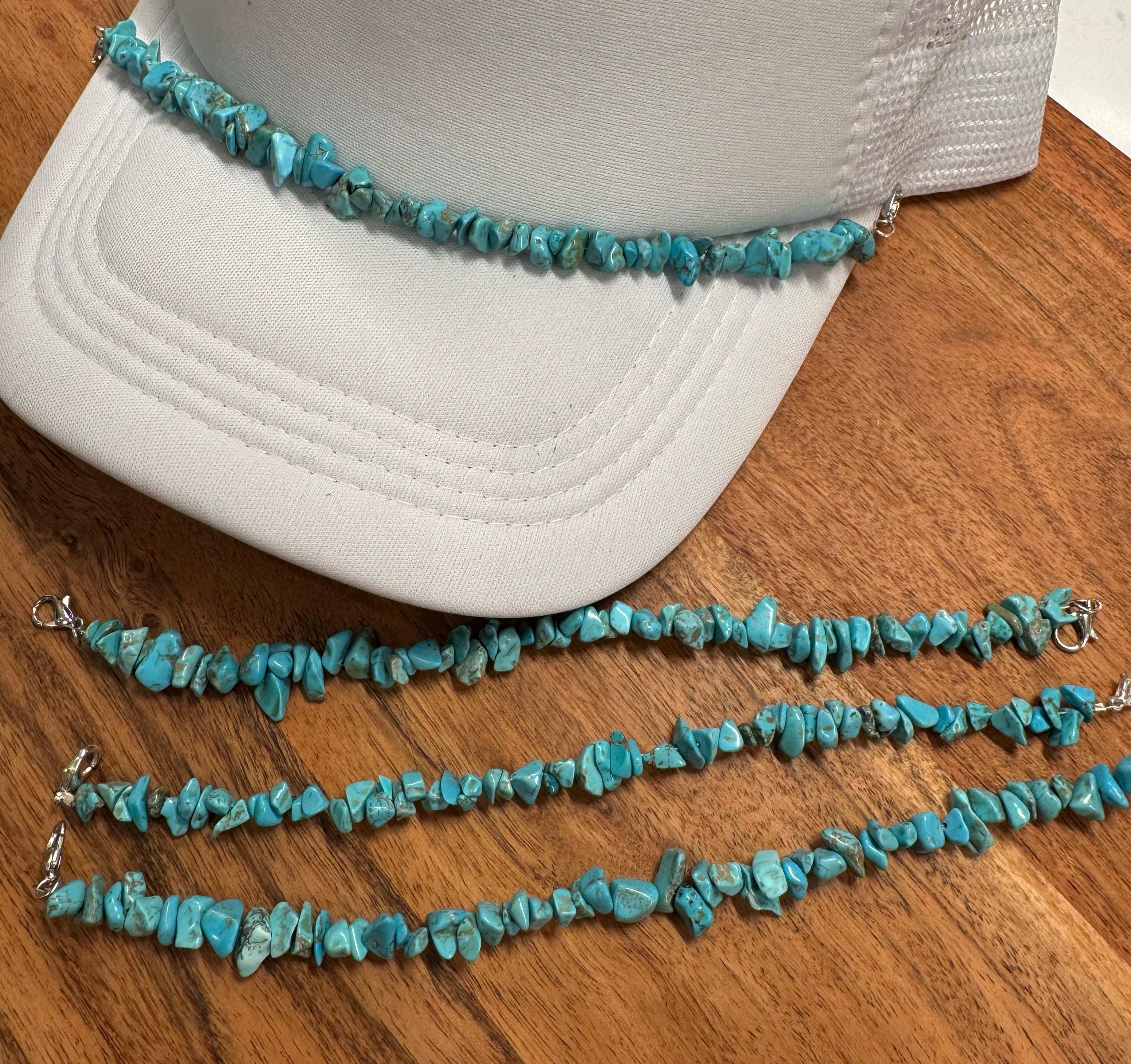 Genuine Turquoise Chips Trucker Hat Chain Western Trucker Hat Chain Decorate Your Own Trucker Hat