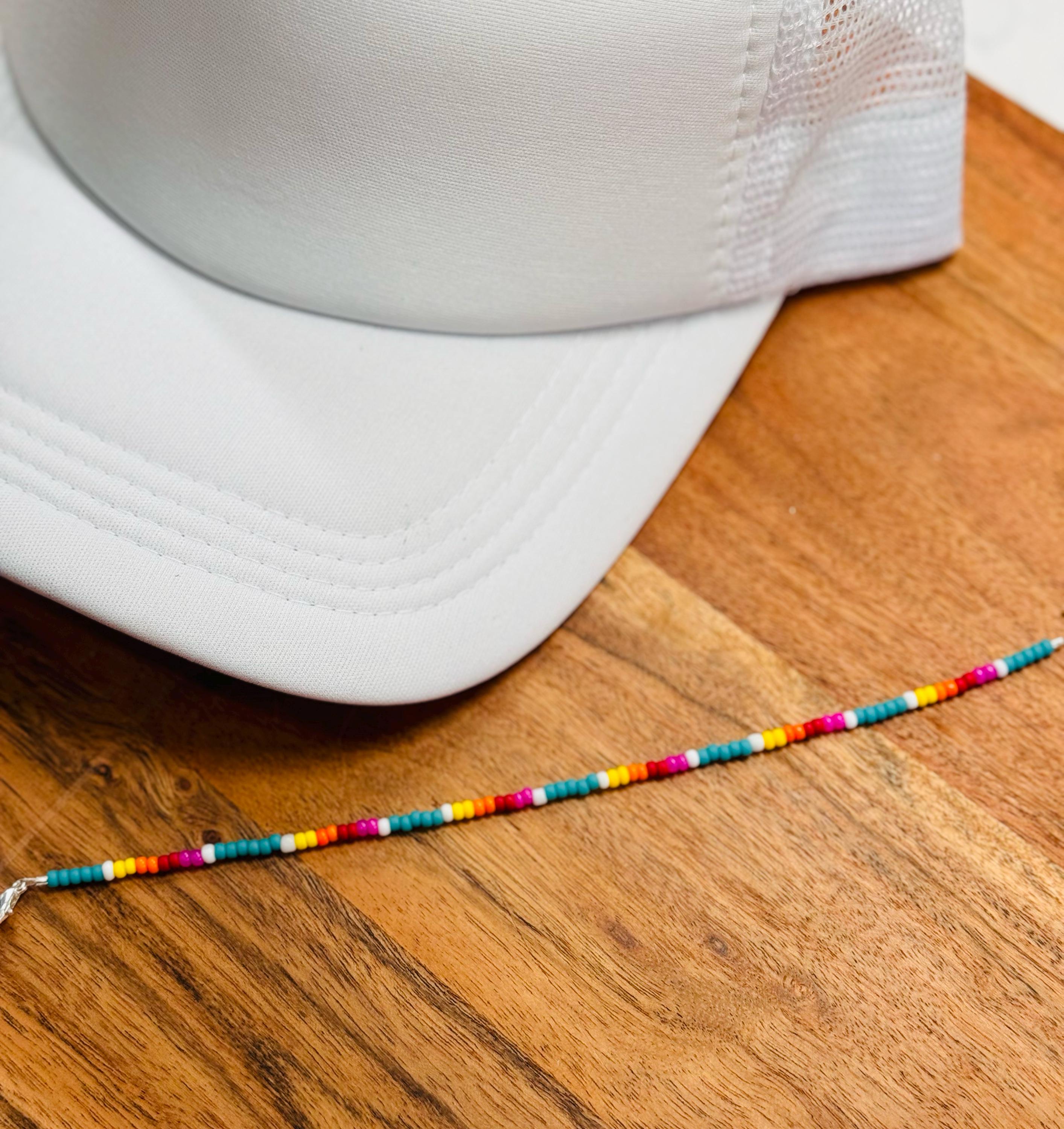 Turquoise Serape Style Seed Bead Trucker Hat Chain Western Trucker Hat Chain Decorate Your Own Trucker Hat Baseball Hat