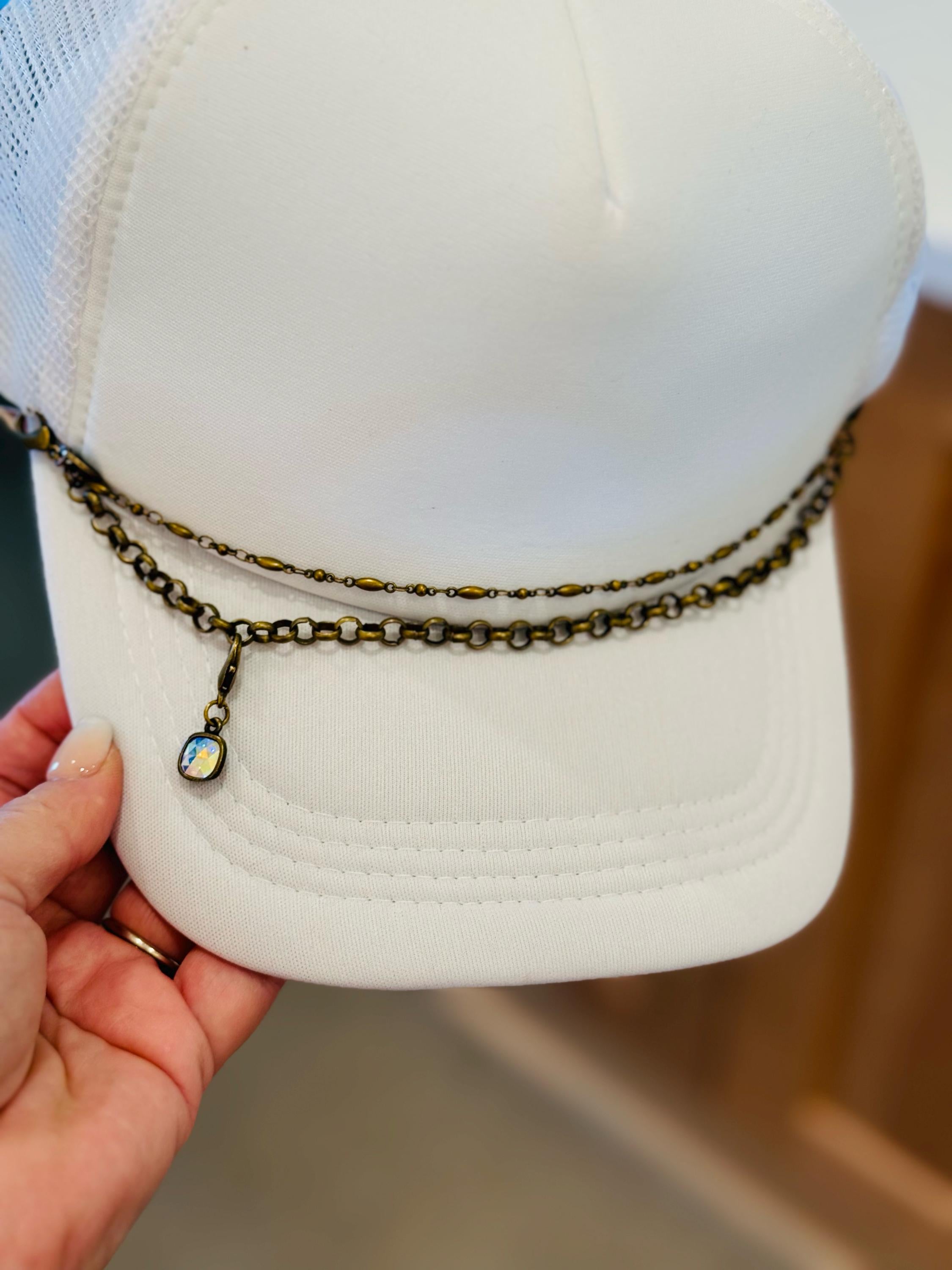 Gold Rhinestone Double Hat Chain Trucker Hat Chain Western Trucker Hat Chain Decorate Your Own Trucker Hat