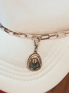 Silver & Turquoise Cowboy Hat, Hat Chain Charm Western Trucker Hat, Chain Decorate Your Own Trucker Hat