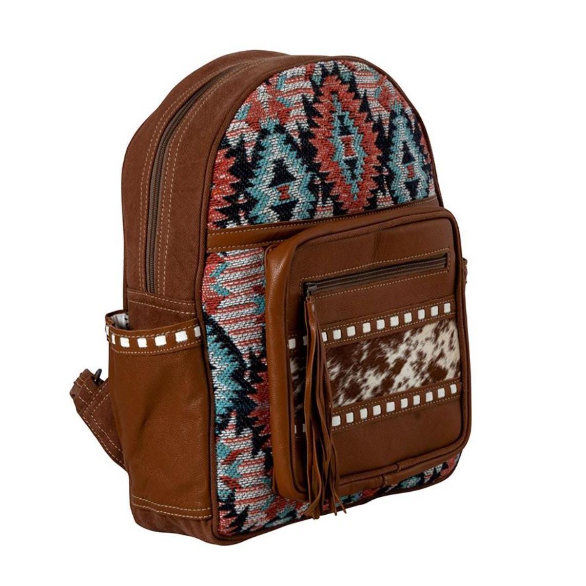 Free Spirit Aztec & Cowhide Concealed Carry Backpack, Custom Branded with your Name, Initials, Monogram, Farm Logo, or Cattle Brand