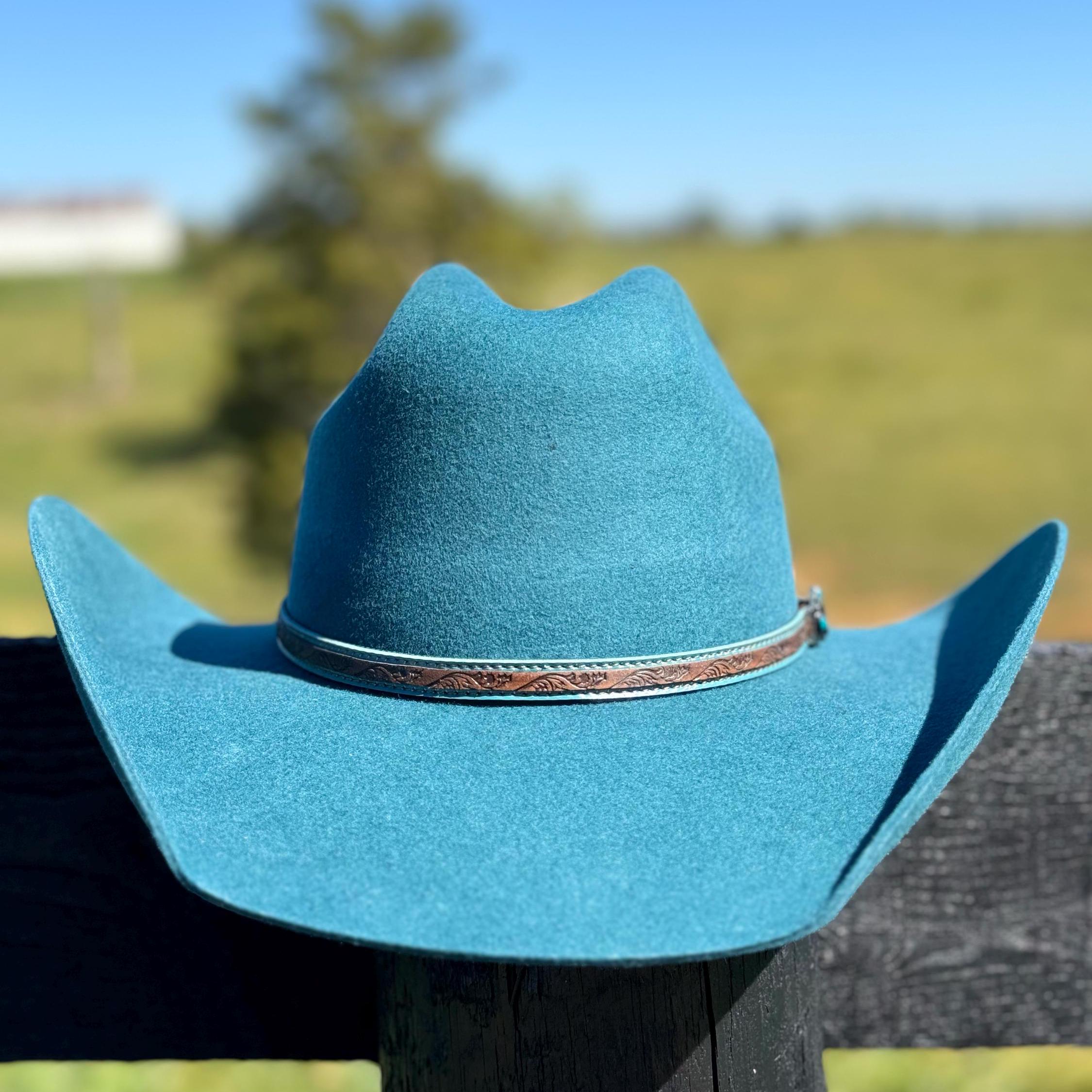 Western Cattleman style Wool Hat in Turquoise Cowboy Hat Cowgirl Hat