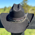Western Cattleman style Premium Wool Hat in Black Snakeskin Hat Band Decorated Cowboy Hat Cowgirl Hat