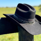 Western Cattleman style Premium Wool Hat in Black Snakeskin Hat Band Decorated Cowboy Hat Cowgirl Hat