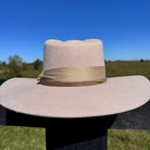 Western Fedora Style shaped Brim Felt Hat in Buckskin Ivory Silverbelly White Beige Cowgirl Hat Hat Blank