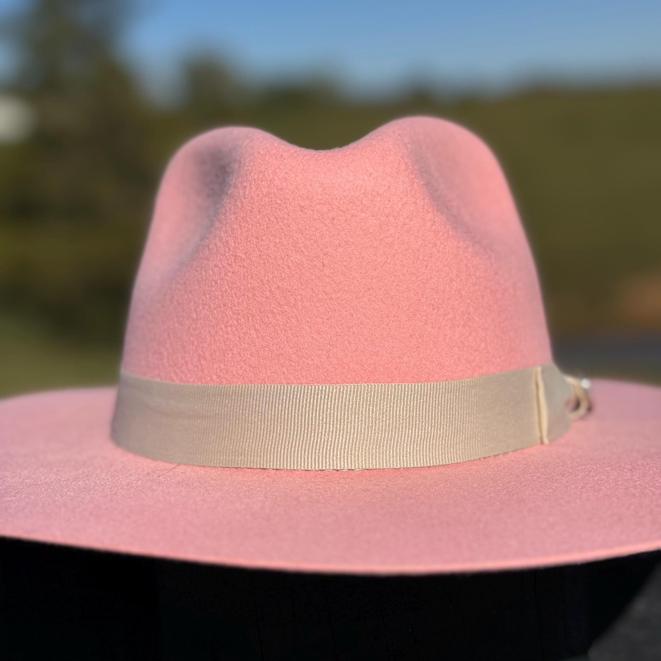 Western Fedora Style Flat Brim Pink Felt Hat Little Cowgirl Hat Hat Blank Childrens Hat