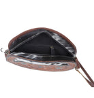 Customizable Cowhide tooled Leather Western Round Crossbody Purse Initials Monogram Farm or Cow Brand Canteen Purse Tooled Leather Bag