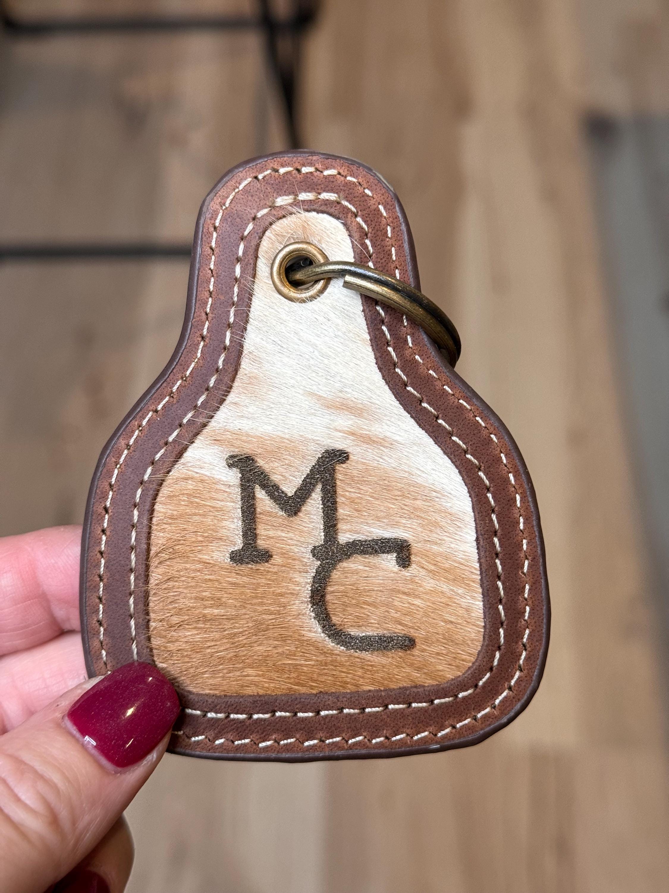 Custom Branded Cowhide & Pink Tooled Leather Western Round Canteen Style Crossbody Purse We add your farm brand, initials or logo!