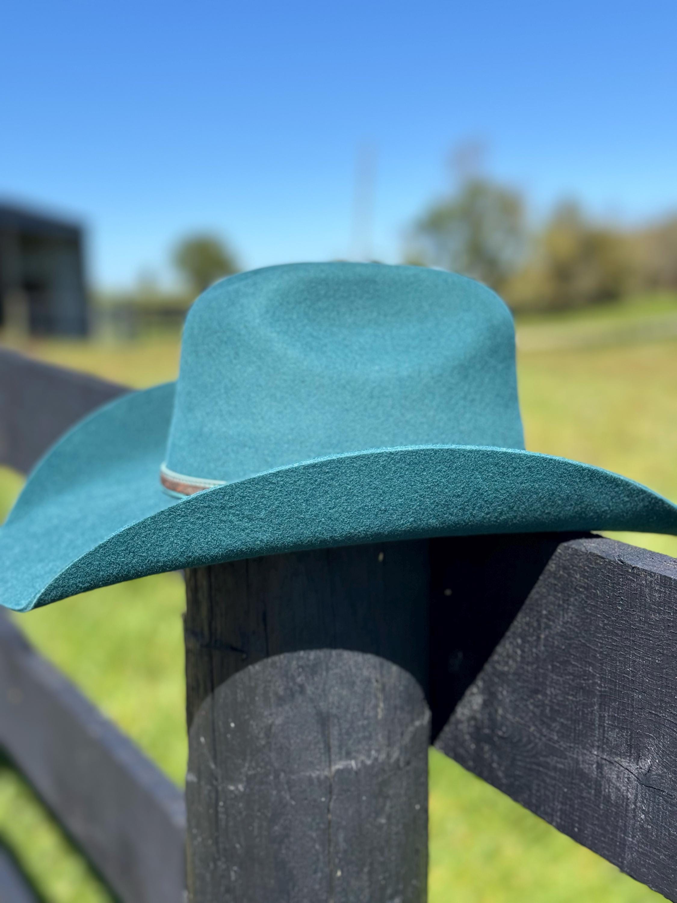 Western Cattleman style Wool Hat in Turquoise Cowboy Hat Cowgirl Hat