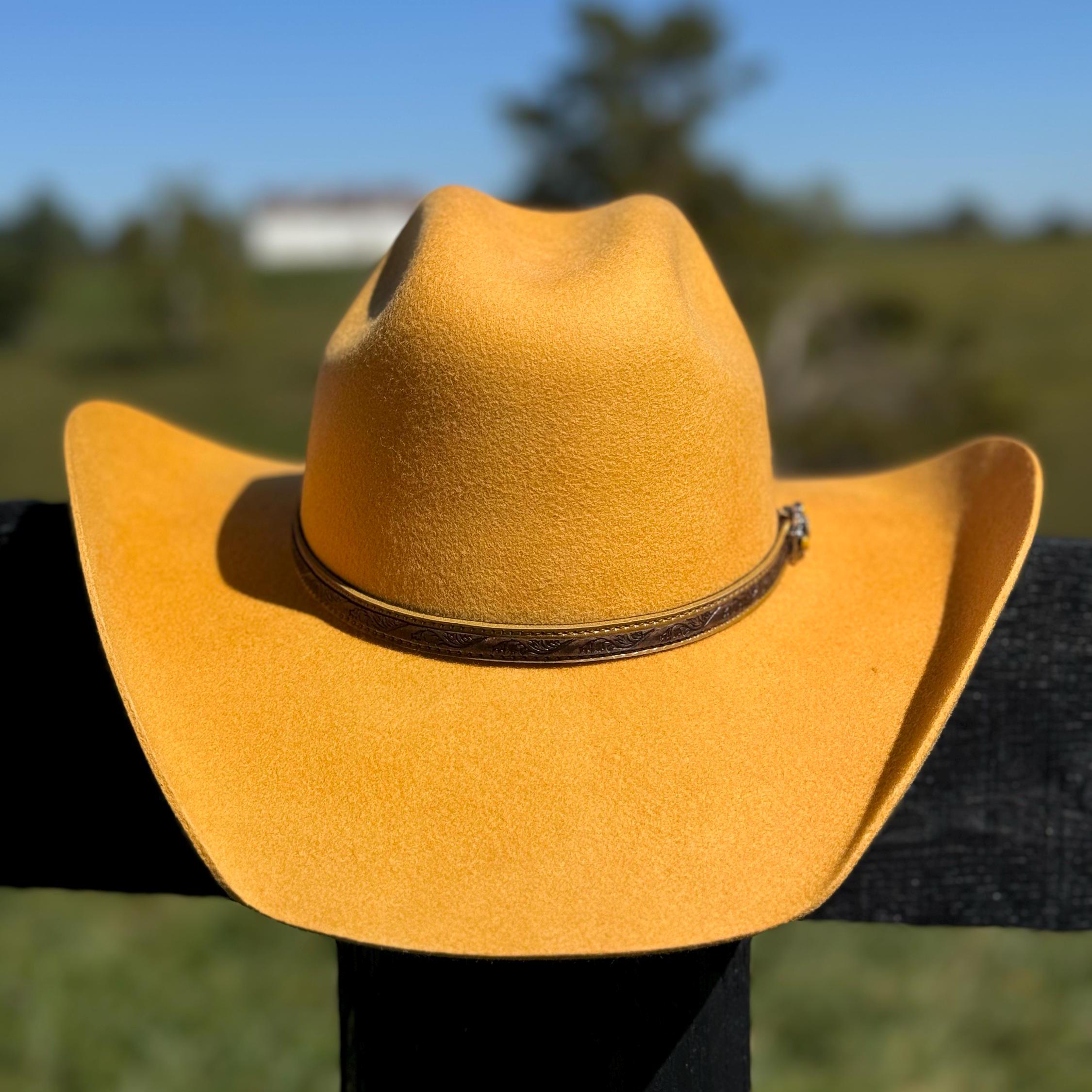 Western Cattleman style Wool Hat in Mustard Cowboy Hat Cowgirl Hat