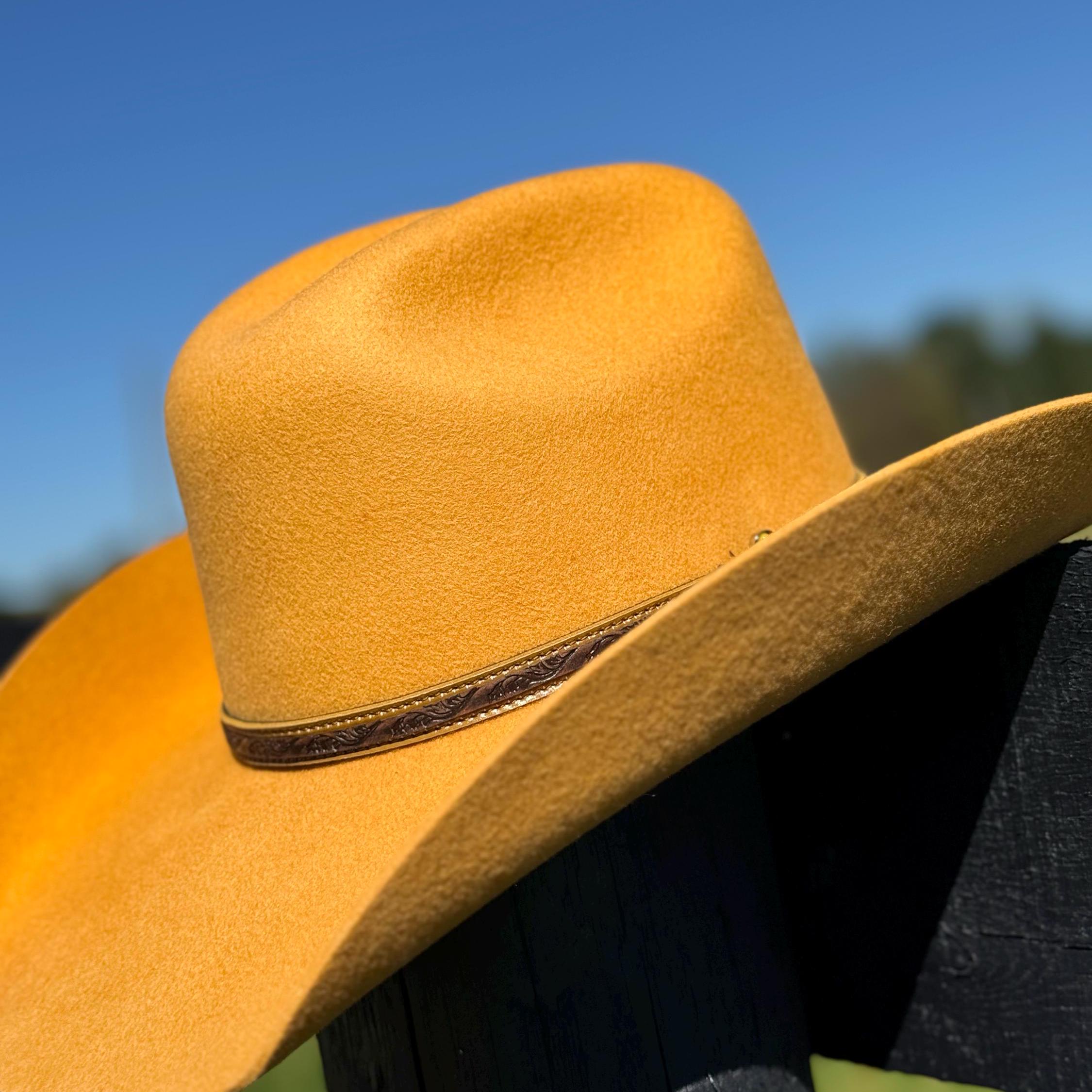 Western Cattleman style Wool Hat in Mustard Cowboy Hat Cowgirl Hat