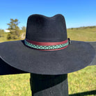 Western Fedora Style shaped Brim Felt Hat in Black with leather turquoise band, Arrowhead Concho Cowgirl Hat