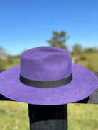 Western Fedora Style shaped Brim Felt Hat in Buckskin Purple Cowgirl Hat Hat Blank