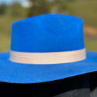 Western Fedora Style shaped Brim Felt Hat in Royal Blue Cowgirl Hat Hat Blank