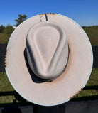 Western Fedora Style Premium Wool Hat in Silverbelly with leather & Turquoise Aztec Concho Cowgirl Hat