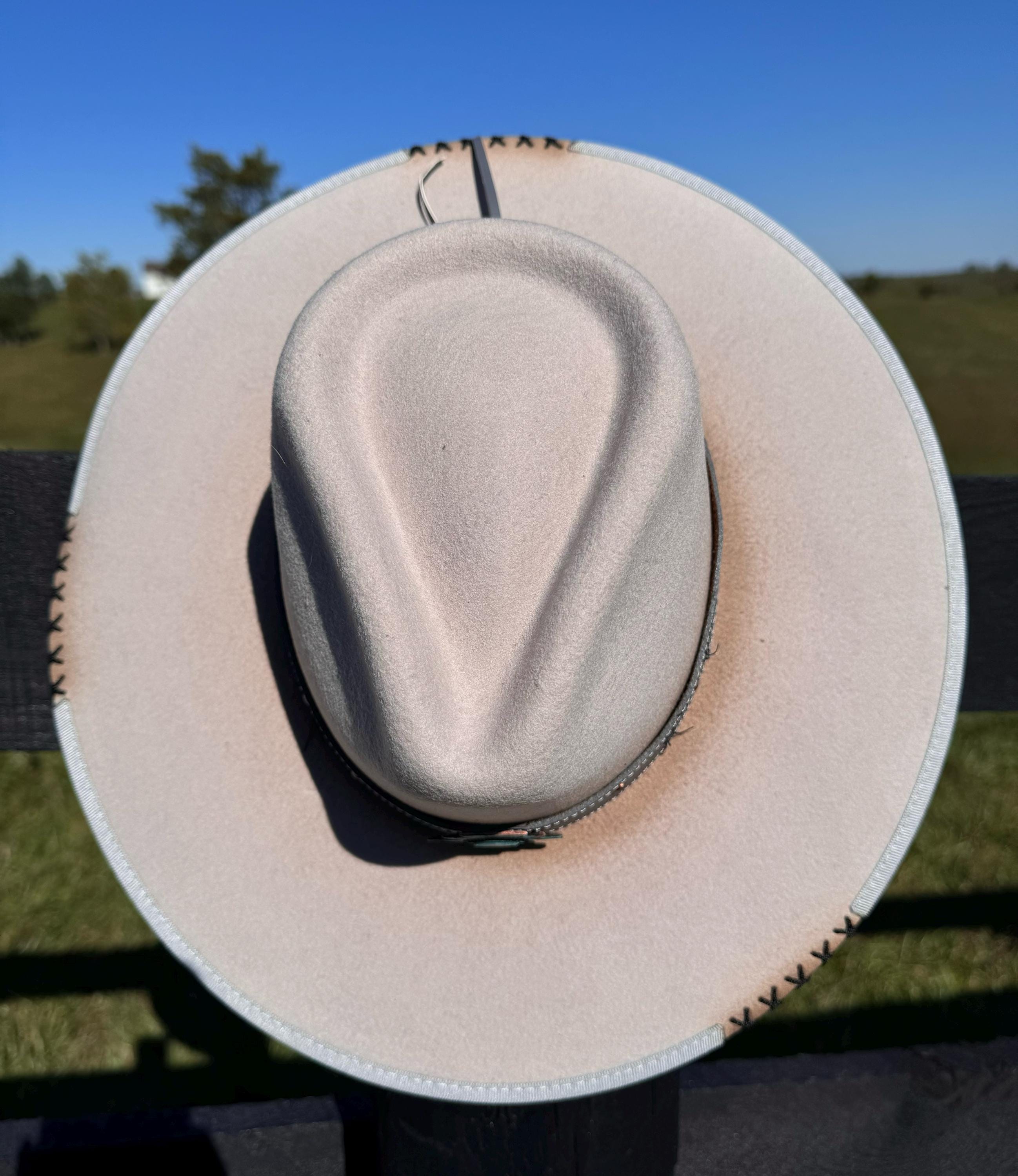 Western Fedora Style Premium Wool Hat in Silverbelly with leather & Turquoise Aztec Concho Cowgirl Hat