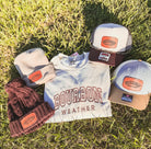 Bourbon Weather Richardson 115 Hat Tan Gray and White Hat Leather Patch Hat Cap Mens Gift Bourbon Lover Kentucky Bourbon