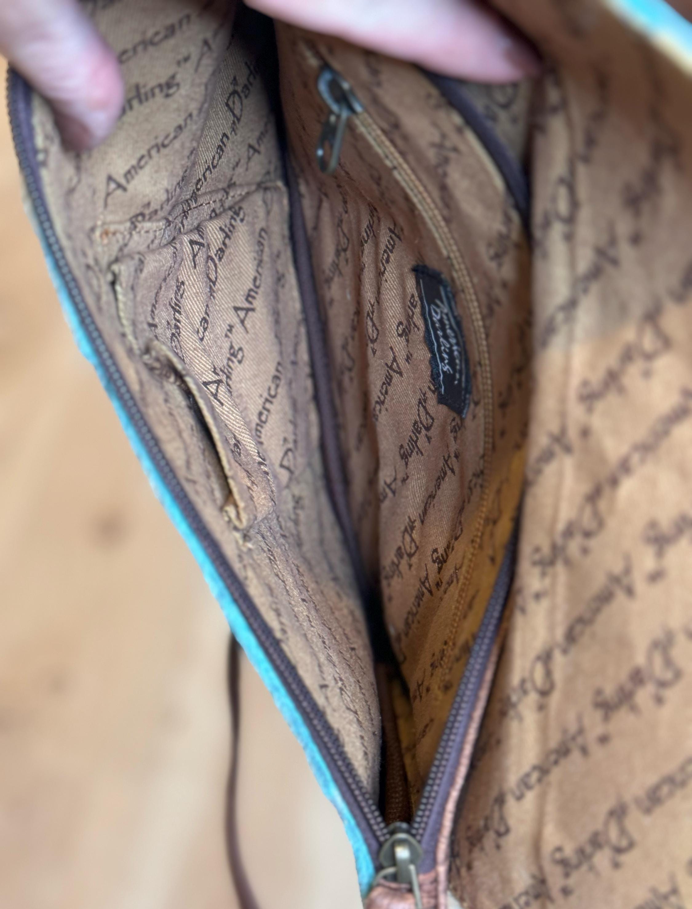 Custom Branded Turquoise and Silver Cowhide Western Crossbody Purse We can Add your Initials Monogram Farm or Cow Brand