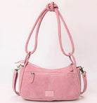 Pink Suede Boot Stitch Western Style Clutch Purse Gifts For Her