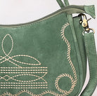 Moss Green Suede Boot Stitch Western Style Clutch Purse Gifts For Her