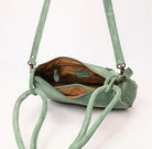 Moss Green Suede Boot Stitch Western Style Clutch Purse Gifts For Her