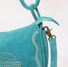 Moss Green Suede Boot Stitch Western Style Clutch Purse Gifts For Her