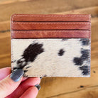 Customizable Leather & Cowhide Wristlet Wallet with Card and Cash Slots Small Purse Western Wallet Personalized Gift Gifts for Him