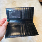 Tooled Leather & Cowhide Men's Women's Checkbook Style Wallet, Customizable with your Farm Brand, Logo Initials Western Wallet Gifts for Men