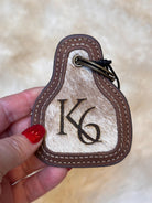 Tooled Leather & Cowhide Men's Women's Checkbook Style Wallet, Customizable with your Farm Brand, Logo Initials Western Wallet Gifts for Men