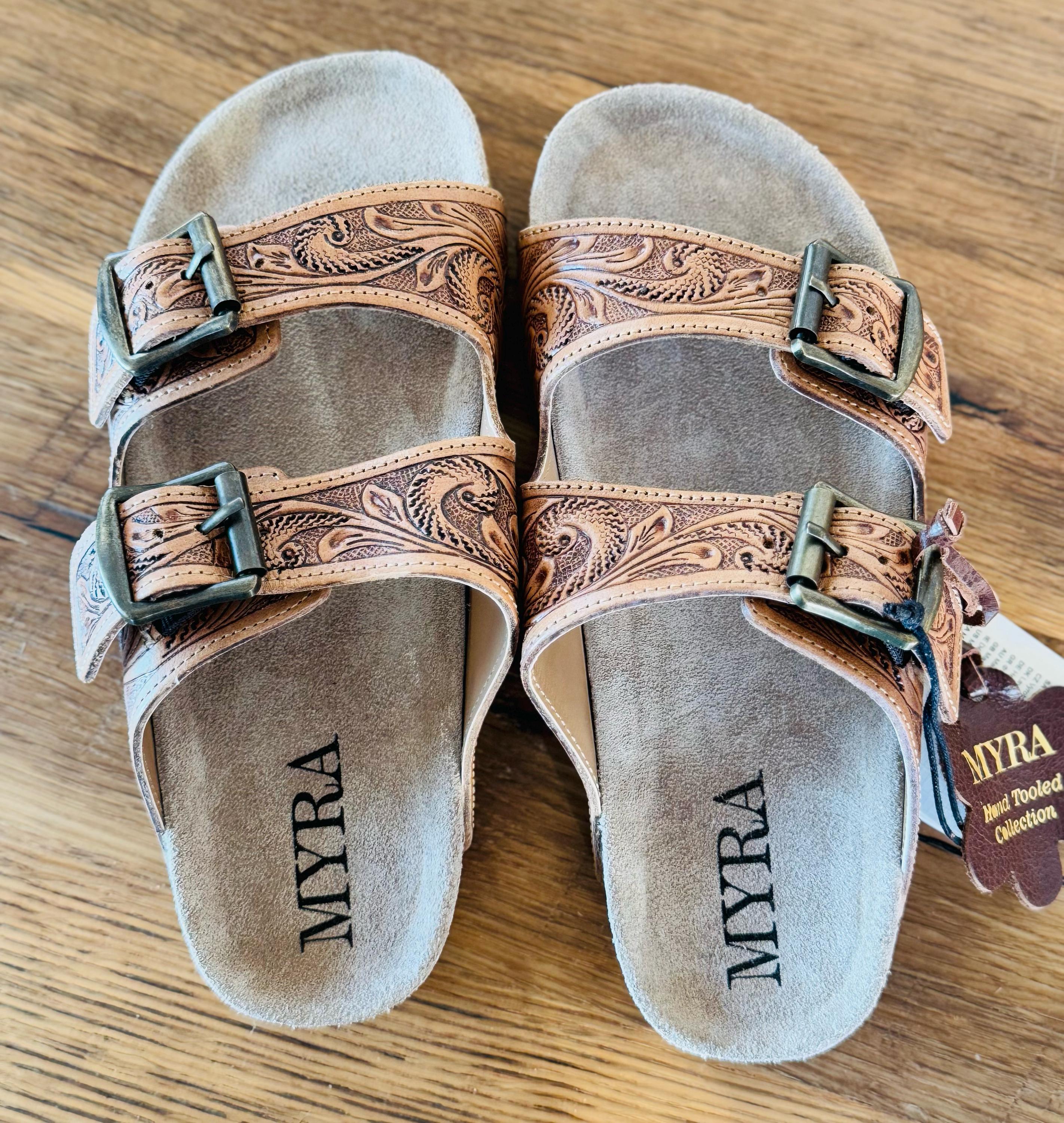 Tooled Leather 2 Strap Slide sandals with cork sole Western sandals, Western Slides, Summer Shoes Western Accessories Cowgirl Shoes