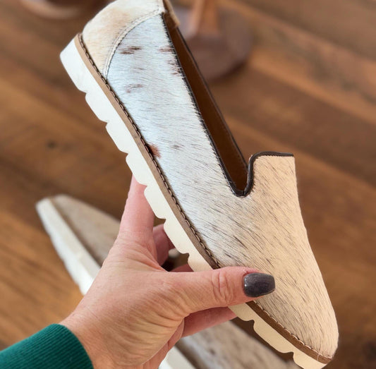 Customizable Brown & White Cowhide Cow Print cushion sole Slip on Sneakers Summer Cowgirl Coastal Shoes Summer Western Shoes