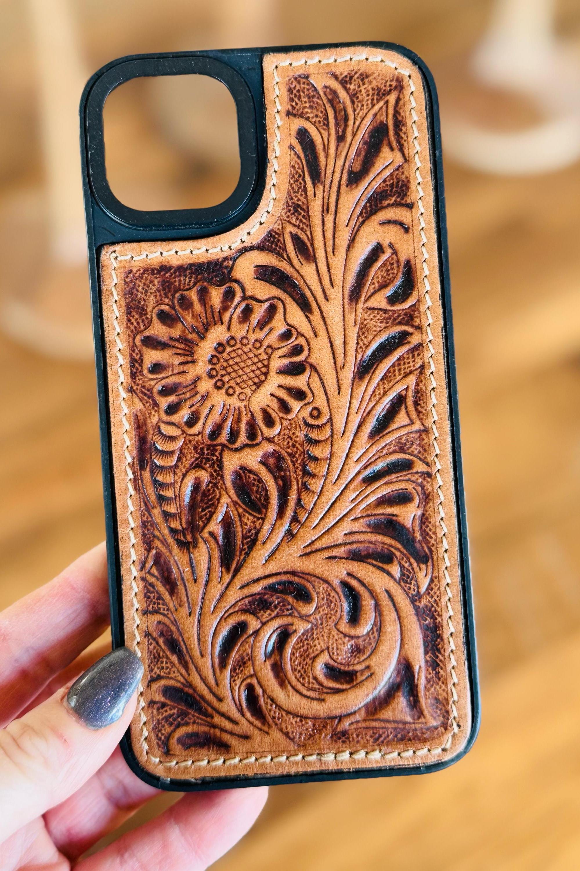 Tooled Leather Western Phone Case, Phone Accessory, Phone cover for iPhone 14 Pro Max