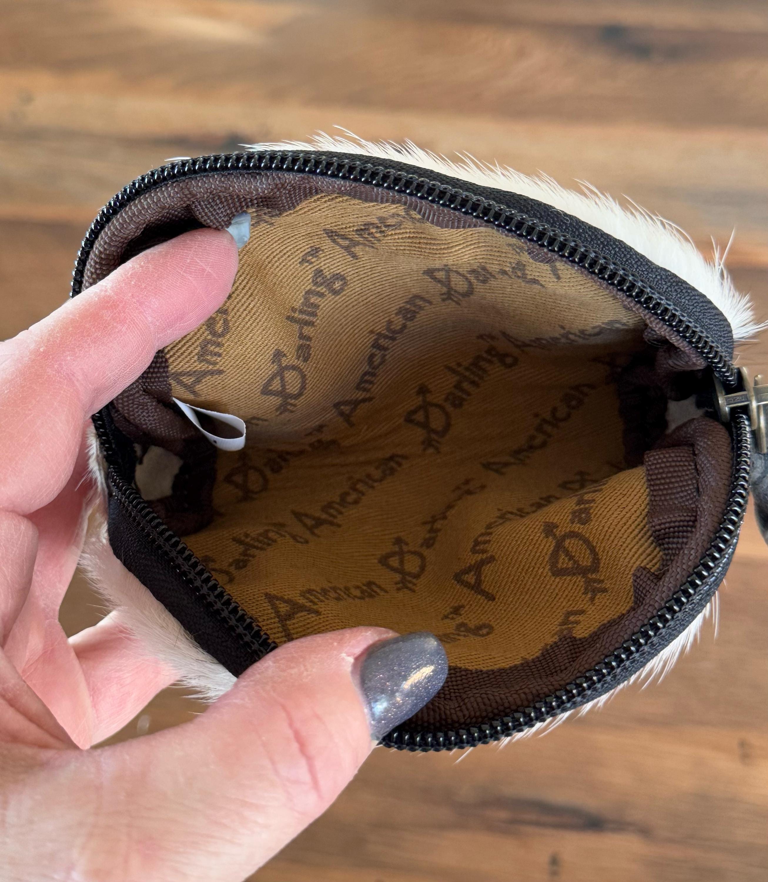 Customizable Black & White Cowhide Change Wallet Coin Purse Small Purse Western Wallet Personalized Gift Gift for Her Cowgirl Lipstick Purse