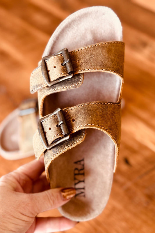 Distressed Leather 2 Strap with Buckle Slide sandals Cork sole Western sandals, Western Slides, Summer Shoes Western Accessories