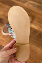 Tooled Leather, Turquoise & Brown, Slide sandals, Western sandals, Western Slides, Summer Shoes, Western Accessories, Cowgirl Sandal, Flats