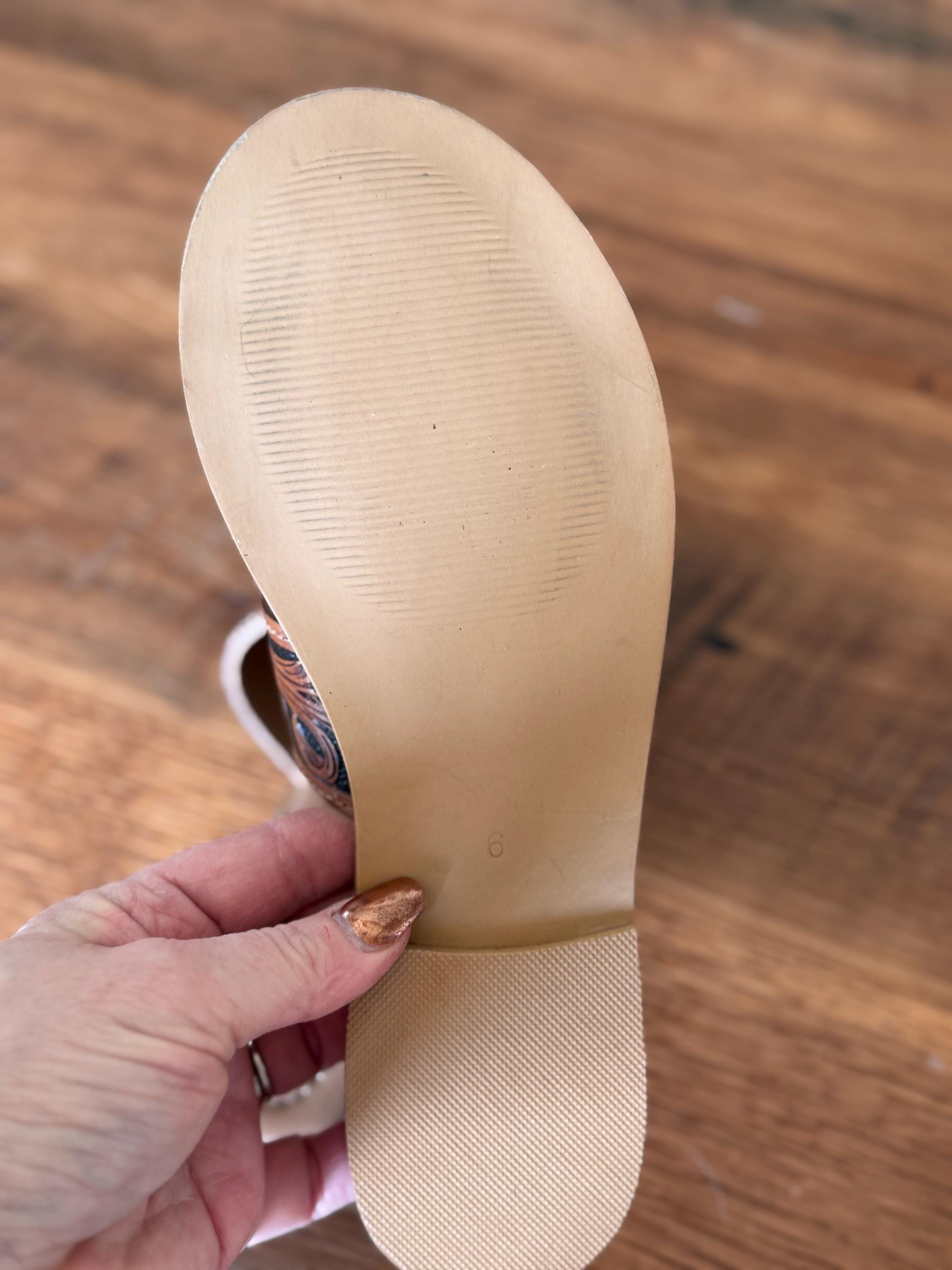 Tooled Leather, Brown Floral, Slide sandals, Western sandals, Western Slides, Summer Shoes, Western Accessories, Cowgirl Sandal, Flats
