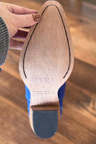 Genuine Suede Leather Bootie Ankle Boots in Royal Blue with Boot stitch Flame Design, Boots, Ankle Boot, Bootie, Slip On Shoe Cowgirl Boots