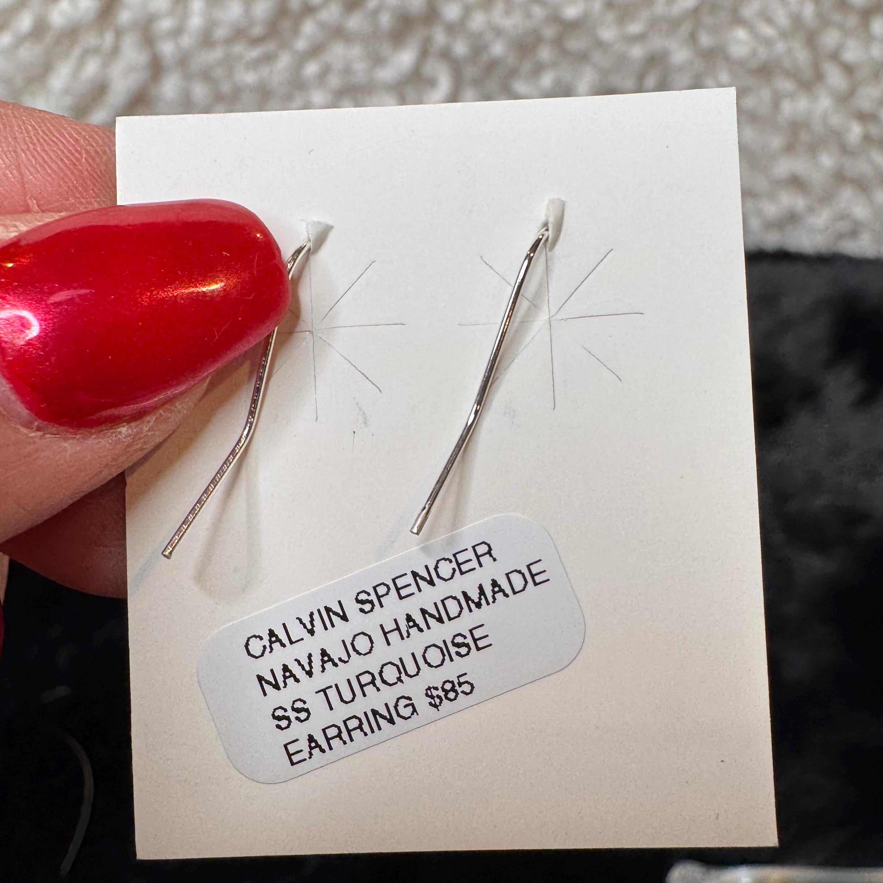 Sterling Silver Turquoise Dangle Earrings Calvin Spencer