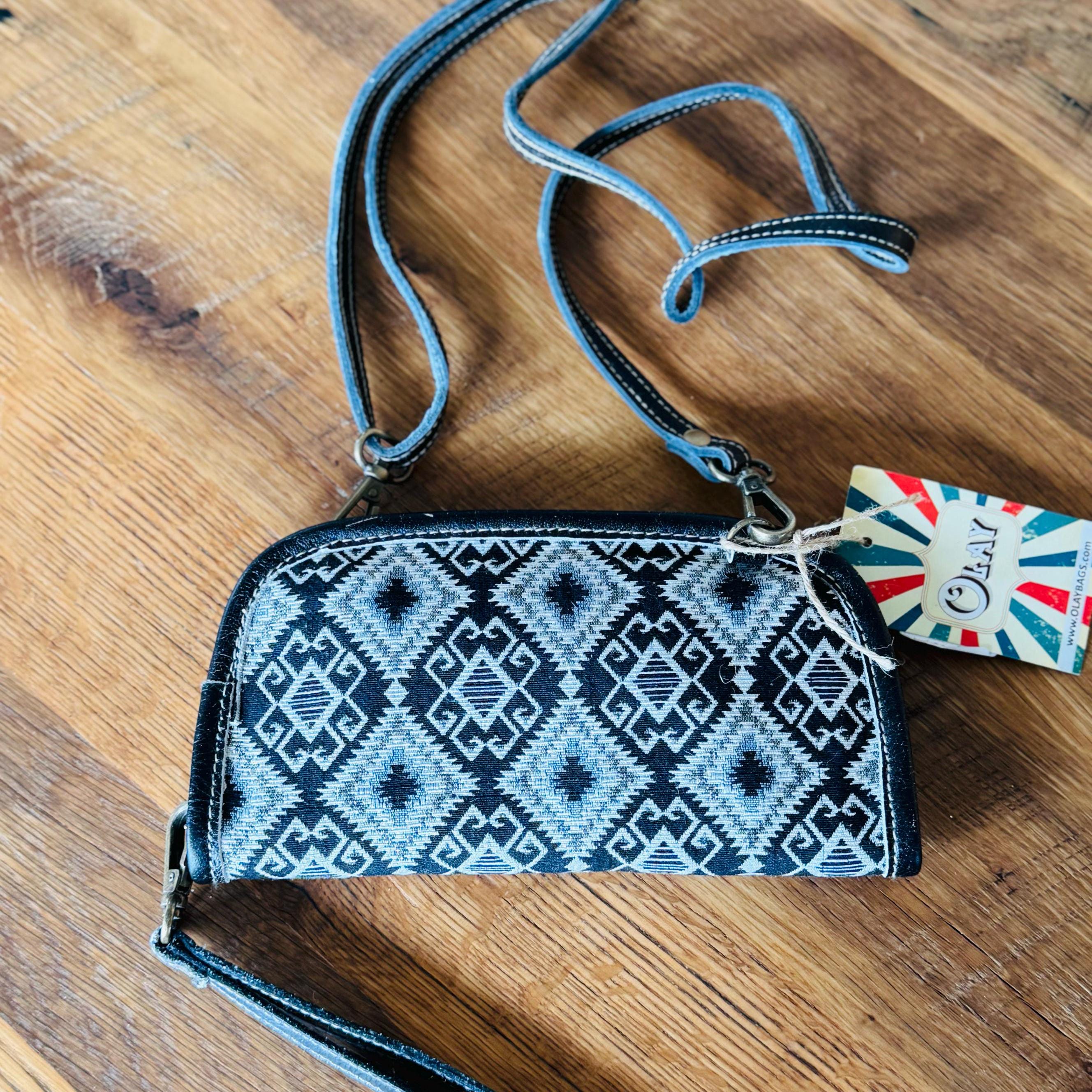 Black & White Aztec Wallet Crossbody Purse Western Purse