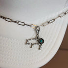 Pig with Turquoise Stone Silver Hat Chain Charm Western Trucker Hat, Chain Decorate Your Own Trucker Hat