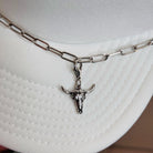 Silver Cow Skull Hat Chain Charm Western Trucker Hat, Chain Decorate Your Own Trucker Hat
