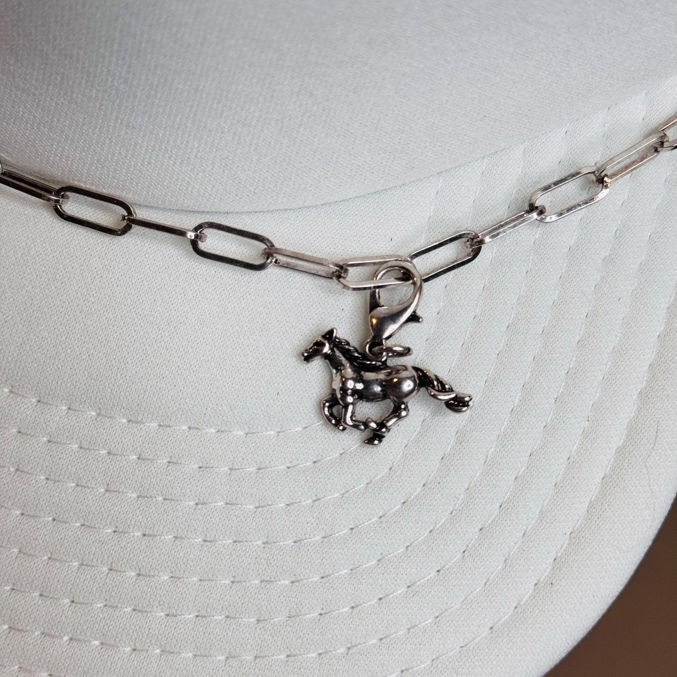 Horse Silver Hat Chain Charm Western Trucker Hat, Chain Decorate Your Own Trucker Hat