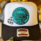Badass Moms Club, Checkered Heart Embroidered Patch, Turquoise, Otto Foam Trucker Hat in Black, Spring Break, Vacation Beach Hat Mothers Day