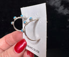 Sterling Silver & Kingman Turquoise Hoop Earrings Lorraine Chee
