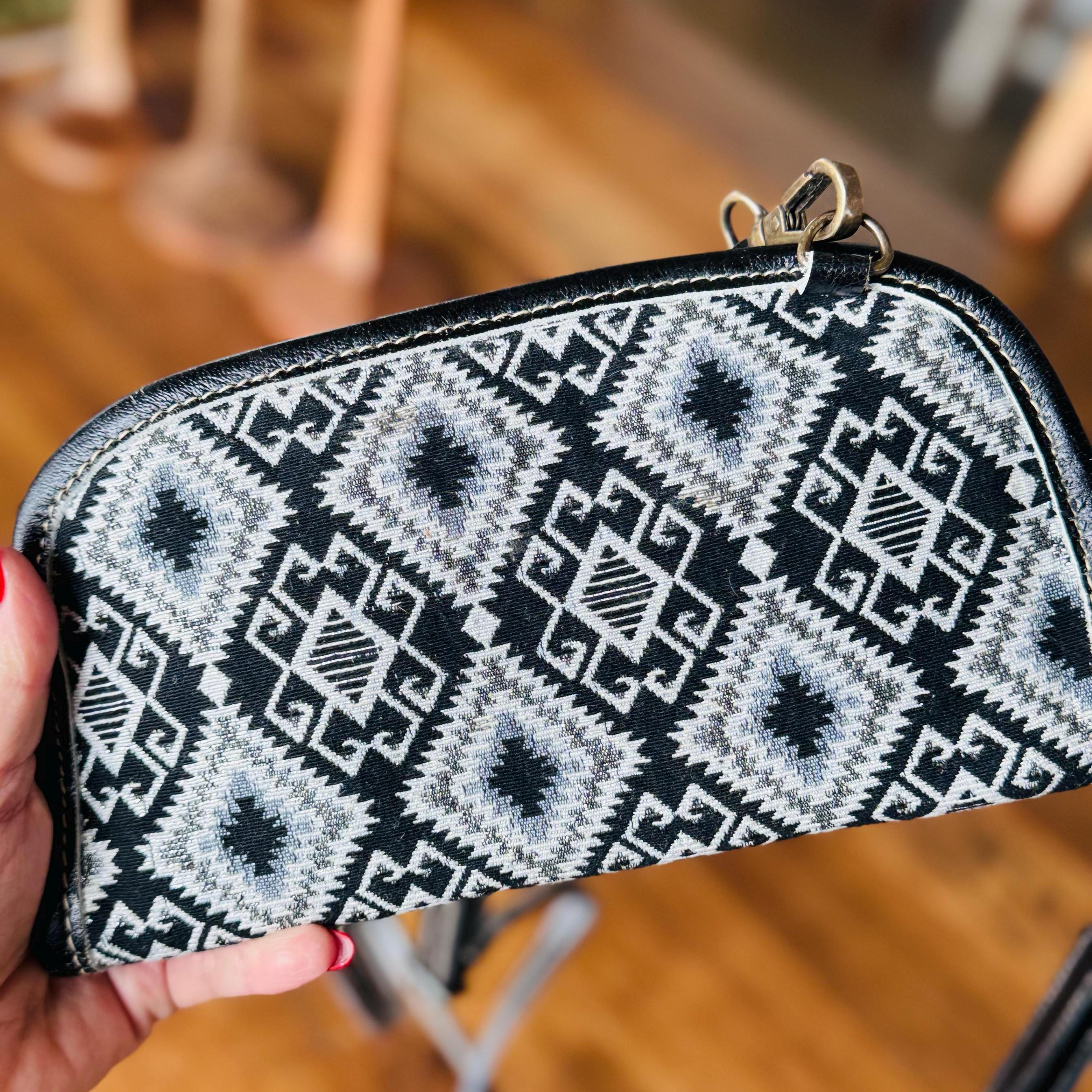 Black & White Aztec Wallet Crossbody Purse Western Purse