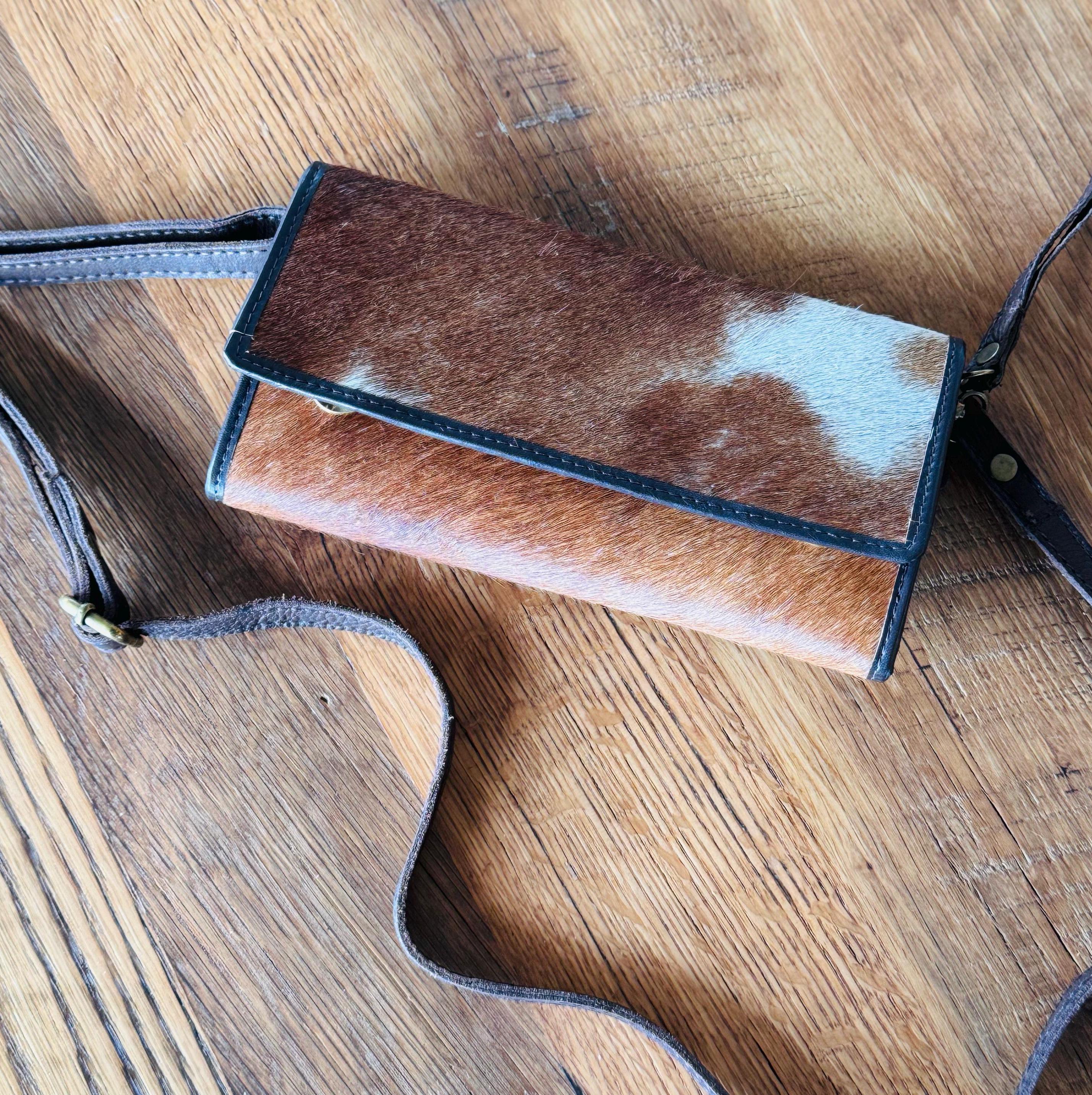 Custom Branded Cowhide Wallet, Women's Western Wallet, Gifts For Mom Farm Brand, Cattle Brand, Name, Initials, Monogram Crossbody Wristlet